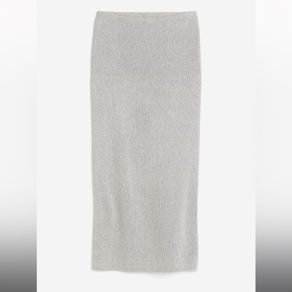 H&M Silver Knitted Shimmering Midi Skirt